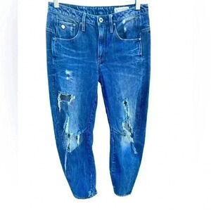G-Star Raw The Arc 3-D Low Rise Boyfriend Jeans Blue Distressed